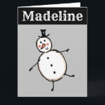 Tarjeta Navidades de Snowman personalizados<br><div class="desc">Esta tarjeta de Navidades personalizada incluye el personaje Snowman de la tripulación de Navidades.</div>