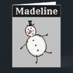 Tarjeta Navidades de Snowman personalizados<br><div class="desc">Esta tarjeta de Navidades personalizada incluye el personaje Snowman de la tripulación de Navidades.</div>