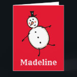 Tarjeta Navidades de Snowman personalizados<br><div class="desc">Esta tarjeta de Navidades personalizada incluye el personaje Snowman de la tripulación de Navidades.</div>