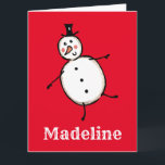 Tarjeta Navidades de Snowman personalizados<br><div class="desc">Esta tarjeta de Navidades personalizada incluye el personaje Snowman de la tripulación de Navidades.</div>