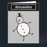 Tarjeta Navidades de Snowman personalizados<br><div class="desc">Esta tarjeta de Navidades personalizada incluye el personaje Snowman de la tripulación de Navidades.</div>