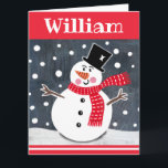 Tarjeta Navidades de Snowman personalizados<br><div class="desc">Esta escena de nieve de Navidades de nieve está impresa de un collage diseñado por Helen McCartney Designs.</div>
