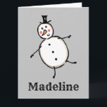 Tarjeta Navidades de Snowman personalizados<br><div class="desc">Esta tarjeta de Navidades personalizada incluye el personaje Snowman de la tripulación de Navidades.</div>
