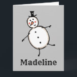 Tarjeta Navidades de Snowman personalizados<br><div class="desc">Esta tarjeta de Navidades personalizada incluye el personaje Snowman de la tripulación de Navidades.</div>