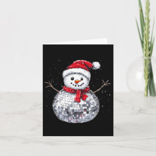Tarjeta Navidades de Snowman Retro Santa Hat Disco Ball Ma