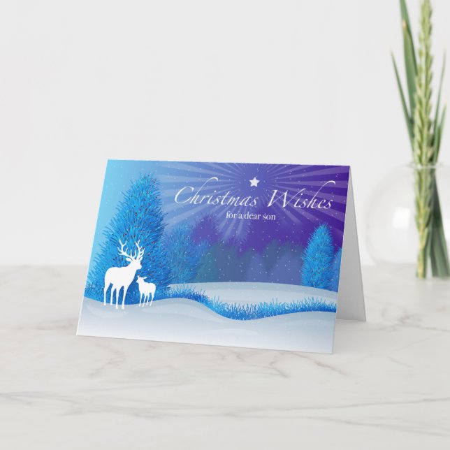 Tarjeta Navidades de Son Deer en la noche de los bosques d (Anverso)