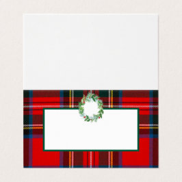 Tarjeta Navidades de Stewart Royal Plaid Wreath Place tarj