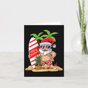 Tarjeta Navidades De Surf De Santa Hawái En Camisas Verano