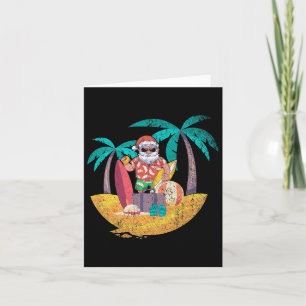 Tarjeta Navidades de surf de verano en Santa Tropical de H