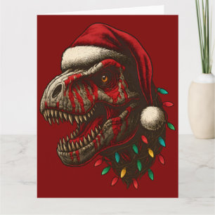 Tarjeta Navidades de T-Rex Santa Dinosaur