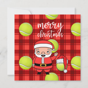 Tarjeta Navidades de tenis con pelota de tenis Santa Claus