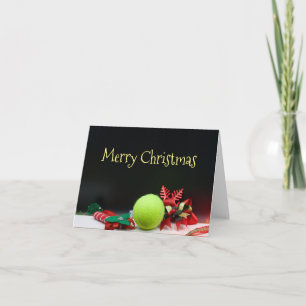 Tarjeta Navidades de tenis con pelota de tenis y copo de n