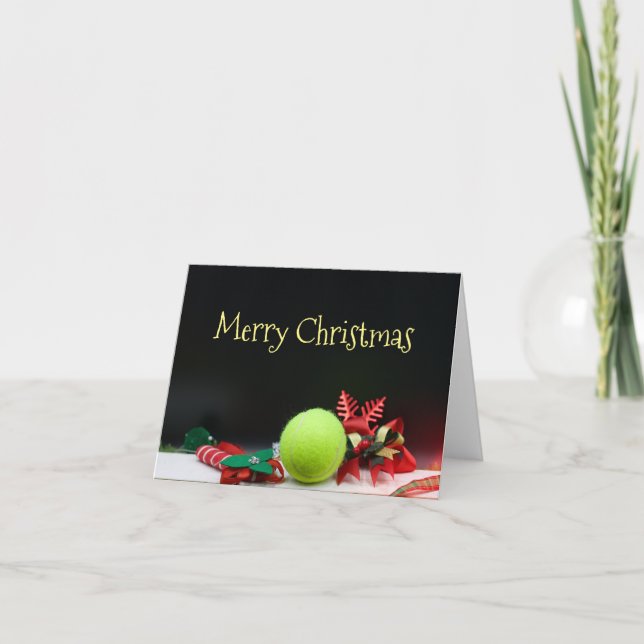 Tarjeta Navidades de tenis con pelota de tenis y copo de n (Anverso)