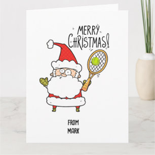 Tarjeta Navidades de tenis de vacaciones con baile y Santa