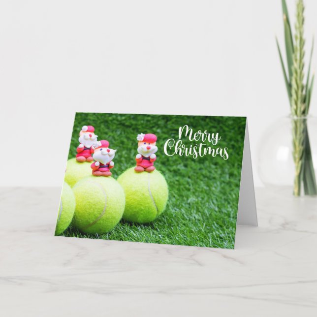 Tarjeta Navidades de tenis pelean con el feriado de Santa  (Anverso)