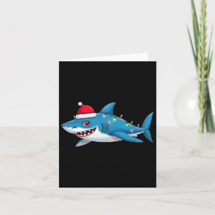 Tarjeta Navidades de tiburones de Santa Jaws encienden flo
