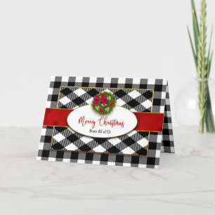 Tarjeta Navidades de toda la guirnalda negra en blanco
