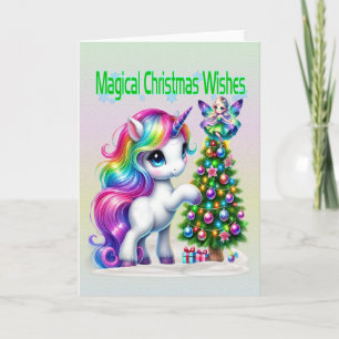 Tarjeta Navidades de unicornio mágico