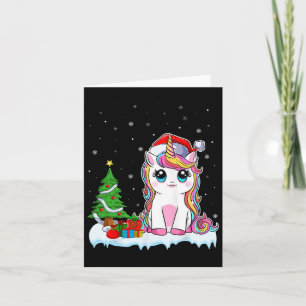 Tarjeta Navidades De Unicornio Para Chicas Niños De Santa