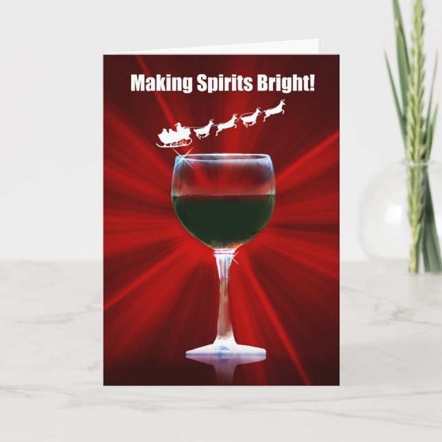 Tarjeta Navidades de vacaciones de vino (Anverso)