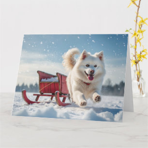 Tarjeta Navidades de vacaciones festivas de Samoyed