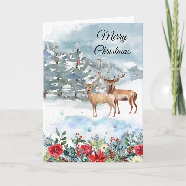 Tarjeta Navidades de venados de Woodland (Anverso)