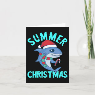 Tarjeta Navidades De Verano En Julio Cute Santa Shark Fish
