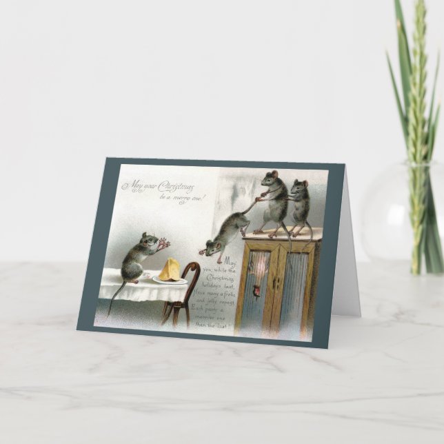 Tarjeta Navidades de Victoria Card Mice disfrutan de festi (Anverso)