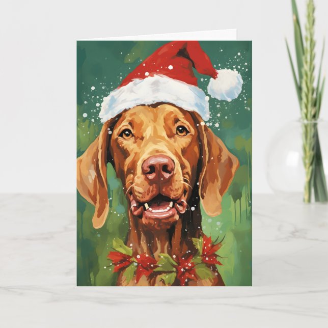 Tarjeta Navidades de Vizsla pincel pintando obras de arte (Anverso)