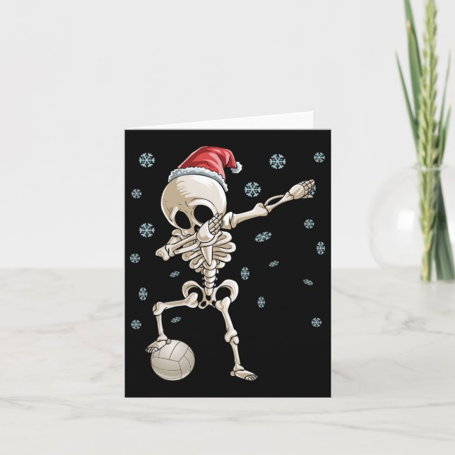 Tarjeta Navidades de voleibol de Dabbing Skeleton (Anverso)