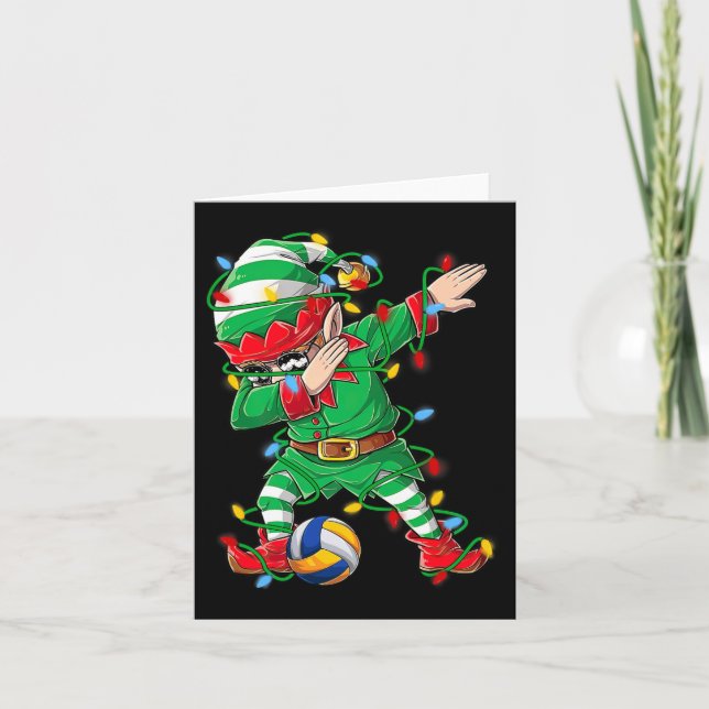 Tarjeta Navidades De Voleibol De Elf Dabbing Dab Xma (Anverso)
