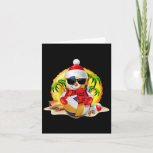 Tarjeta Navidades De Voleibol De Snowman Santa Hat En Juli