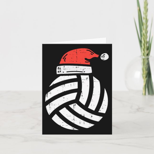 Tarjeta Navidades de voleibol Santa Hat Jugador deportivo  (Anverso)