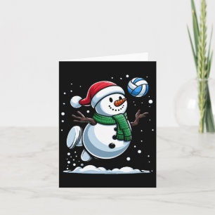 Tarjeta Navidades de voleibol Snowman Santa Hat Boys navid
