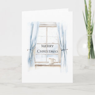 Tarjeta Navidades de Windows Blue Curtains