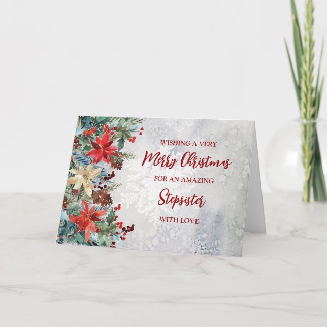 Tarjeta Navidades de Winter Flowers Stepbrother (Anverso)