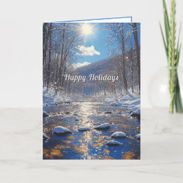Tarjeta Navidades de Winter Forest Sun Country River