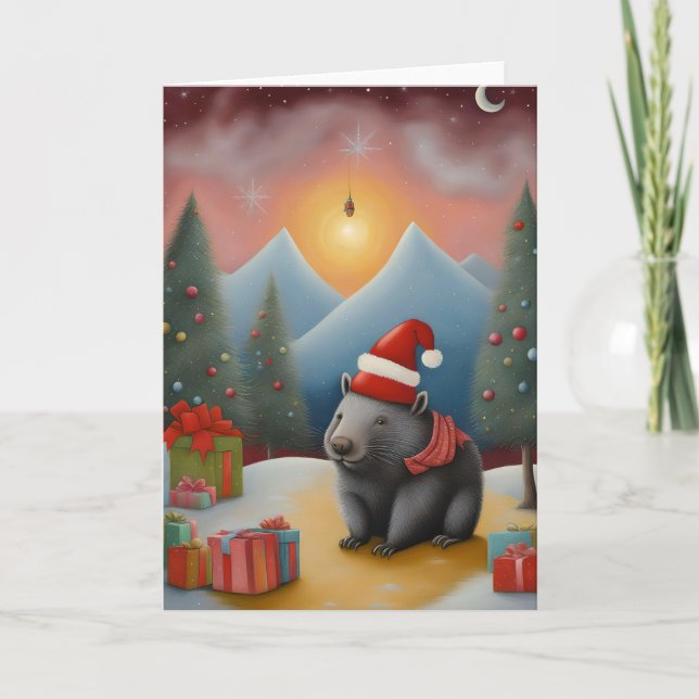 Tarjeta Navidades de wombat de Australia (Anverso)