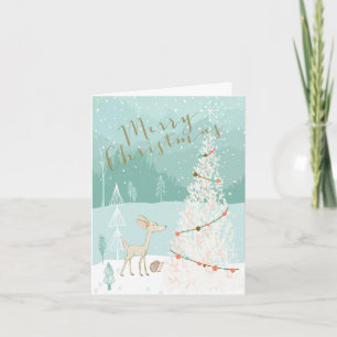 Tarjeta Navidades de Woodland ilustrados