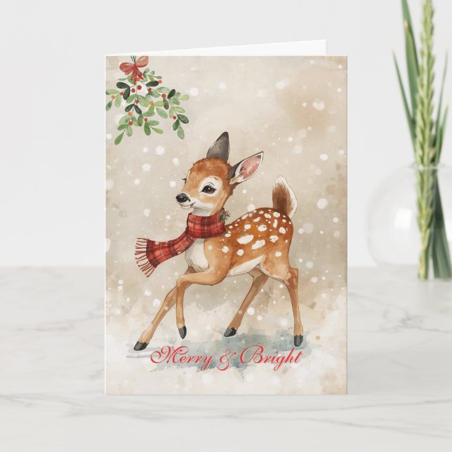 Tarjeta Navidades de Woodland singulares venados (Anverso)