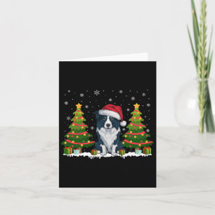 Tarjeta Navidades de Xmas Lights Border Collie Dog Santa H