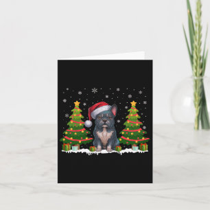 Tarjeta Navidades de Xmas Tree Lights Frenchie Dog Santa H