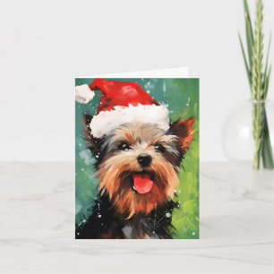 Tarjeta Navidades de Yorkshire Terrier pinchan arte de pin