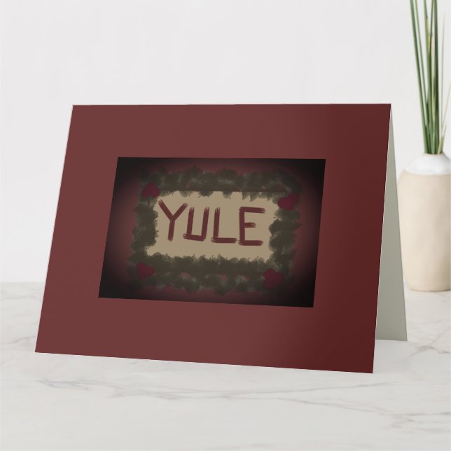 Tarjeta Navidades de Yule Tidings & Holly Berries (Anverso)