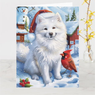 Tarjeta Navidades del American Eskimo Dog Winter Wonderlan