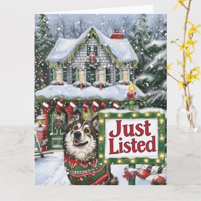 Tarjeta Navidades del Anatolian Shepherd Festive Realtor (flor amarilla)