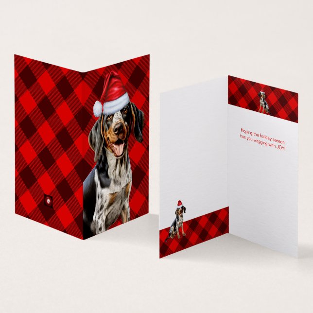 Tarjeta Navidades del atún rojo perrito rojo búfalo (Interior y exterior)
