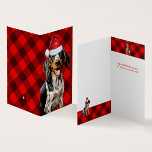 Tarjeta Navidades del atún rojo perrito rojo búfalo