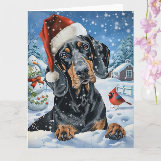 Tarjeta Navidades del Bluetick Coonhound Dog Winter Wonder (Orquídea)