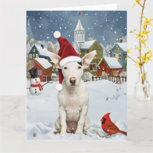Tarjeta Navidades del Bull Terrier Dog Winter Wonderland